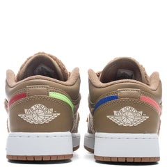 1 Low (GS) - DK Driftwood/Racer Blue/Pink Salt