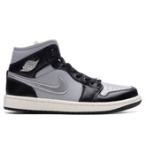 Women's 1 Mid SE - Black/Metallic Silver/Light Smoke Grey