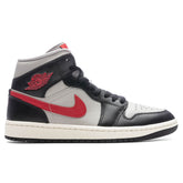Women's 1 Mid - Black/Gym Red/College Grey