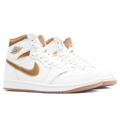 Women's 1 Retro High OG - White/Metallic Gold/Gum Light Brown