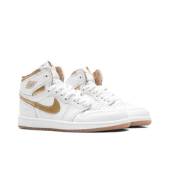 1 Retro High OG (PS) - White/Metallic Gold/Gum Light Brown