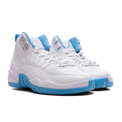 12 Retro 'Melo' (GS) - White/University Blue/Metallic Silver