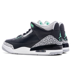 3 Retro 'Green Glow' - Black/Green Glow/Wolf Grey