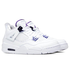 4 Retro (GS) - White/Court Purple/Metallic Silver