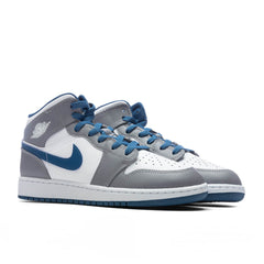 1 Mid (GS) - Cement Grey/White/True Blue