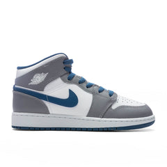 1 Mid (GS) - Cement Grey/White/True Blue