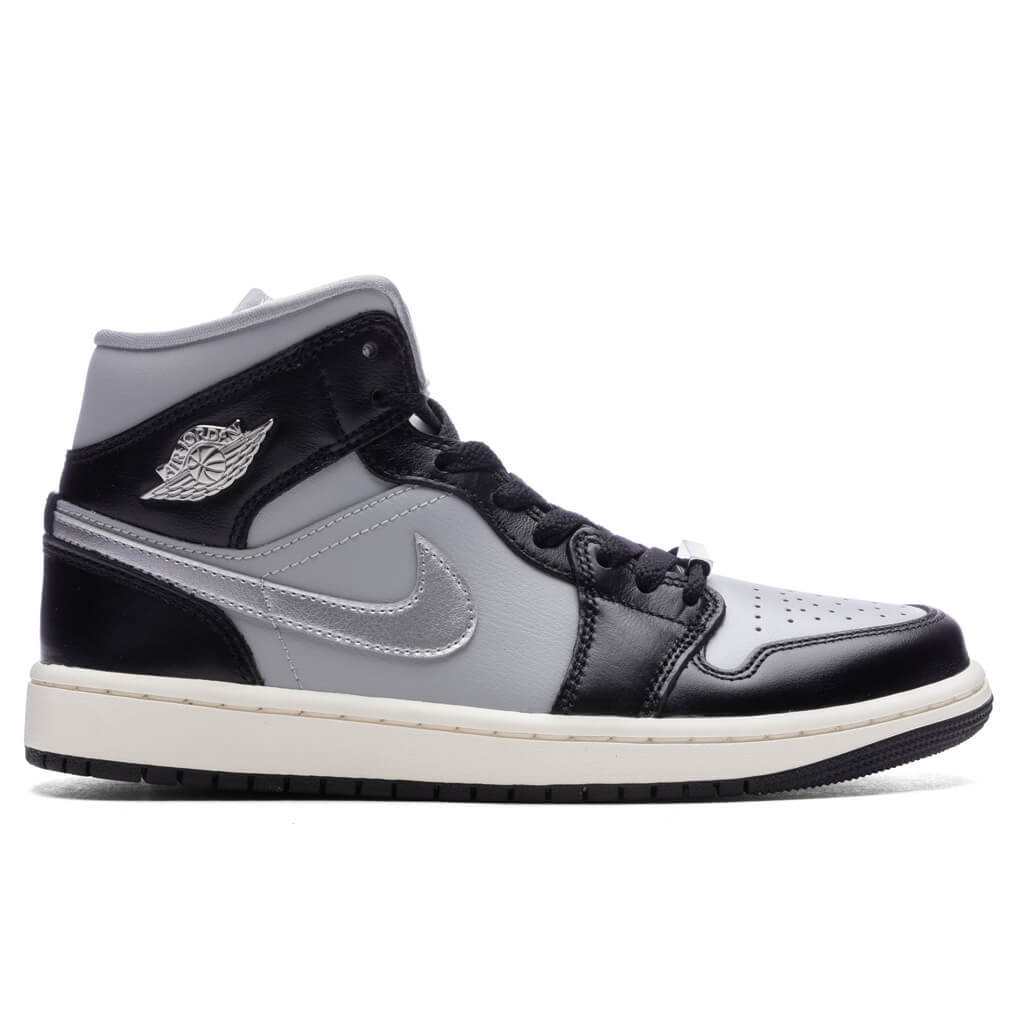 Women's 1 Mid SE - Black/Metallic Silver/Light Smoke Grey