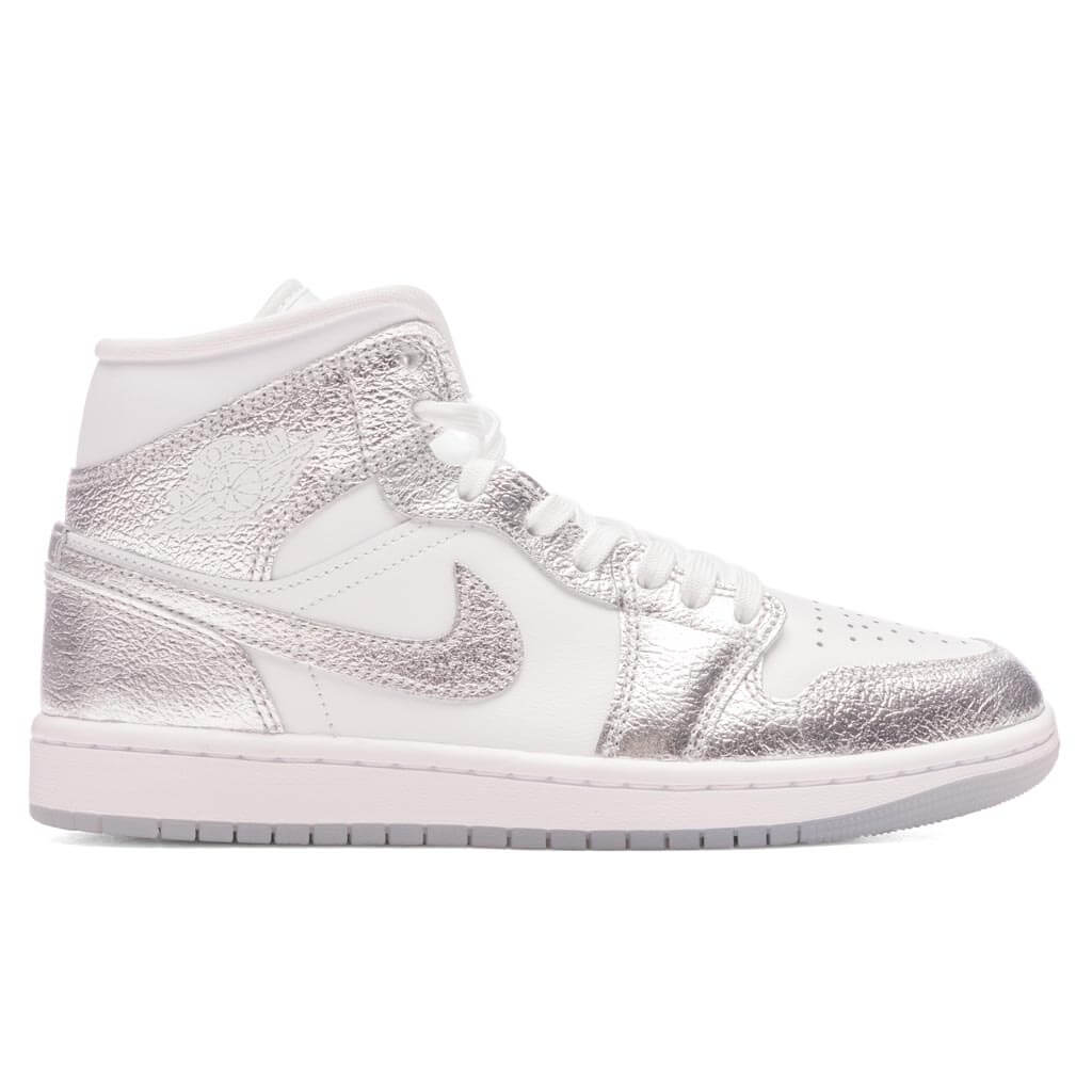 Women's 1 Mid - White/Metallic Silver/Wolf Grey