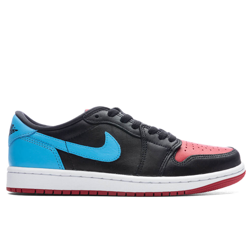 Women's 1 Retro Low OG - Black/Dark Powder Blue/Gym Red