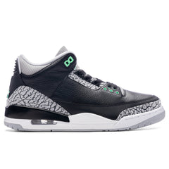 3 Retro 'Green Glow' - Black/Green Glow/Wolf Grey