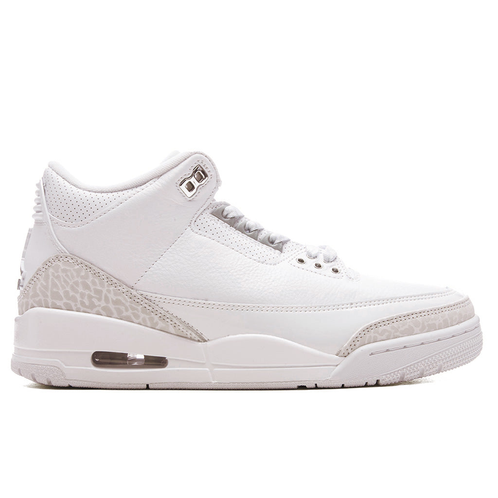 3 Retro 'Pure Money' - White/Metallic Silver