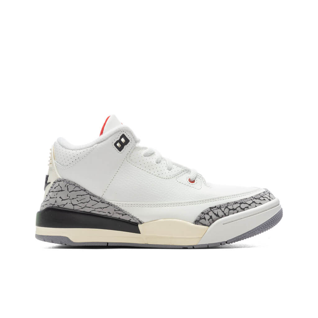 3 Retro (PS) White Cement Reimagined - Summit White/Fire Red
