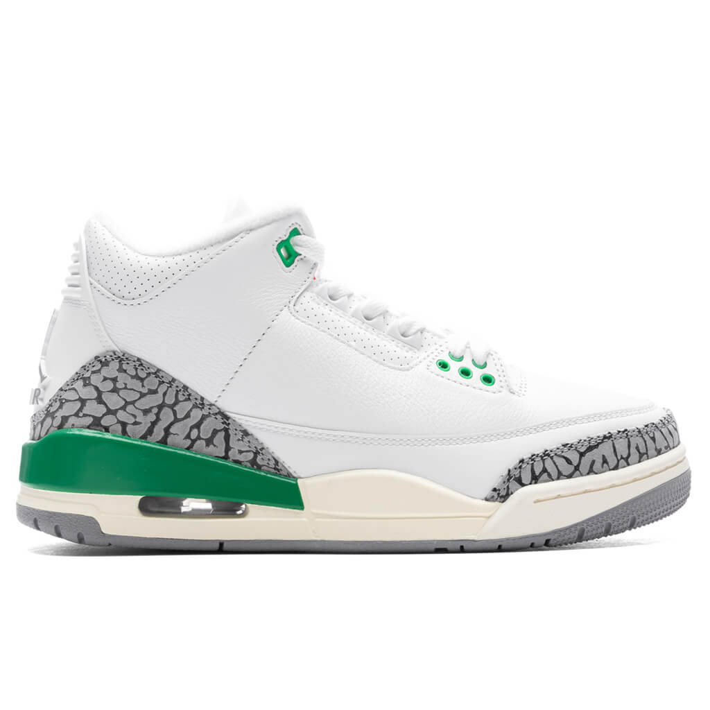 Women's 3 Retro - White/Varsity Red/Lucky Green