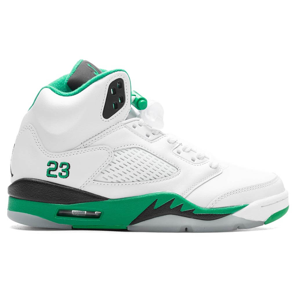 Women's 5 Retro - White/Lucky Green/Ice Blue