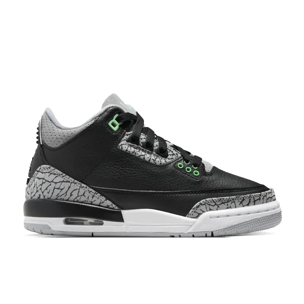 3 Retro 'Green Glow' (GS) - Black/Green Glow/Wolf Grey