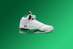 Women's 5 Retro - White/Lucky Green/Ice Blue