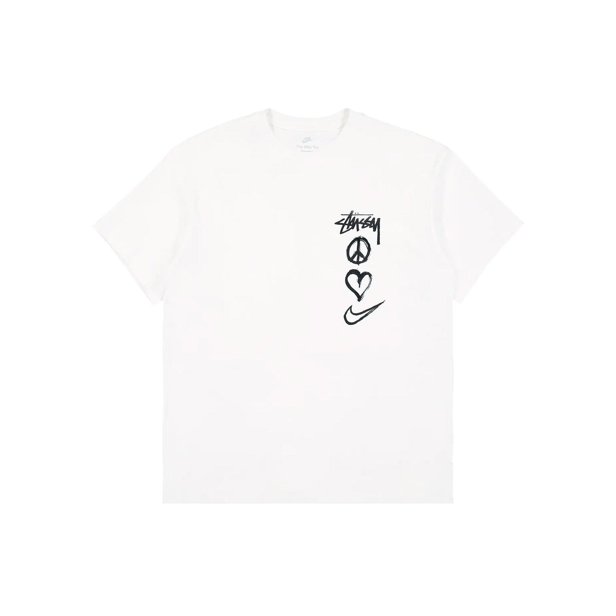x Stussy Peace, Love, Swoosh T shirt 'White' (2022)
