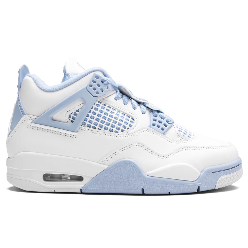 Women's 4 Retro 'Aluminum' - White/Aluminum/Blue Tint/Oil Green