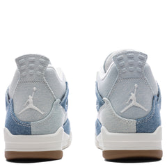 Women's 4 Retro Tex 'Worn Blue' - Sail/Gum Light Brown/Worn Blue