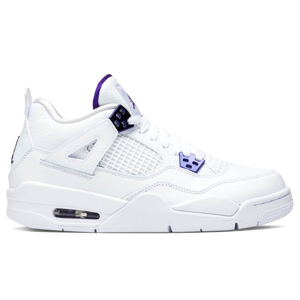 4 Retro (GS) - White/Court Purple/Metallic Silver