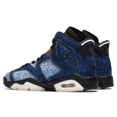 6 Retro (GS) - Washed Denim/Black/Sail