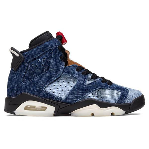 6 Retro (GS) - Washed Denim/Black/Sail